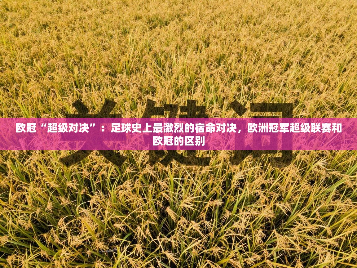 欧冠“超级对决”：足球史上最激烈的宿命对决，欧洲冠军超级联赛和欧冠的区别  第1张